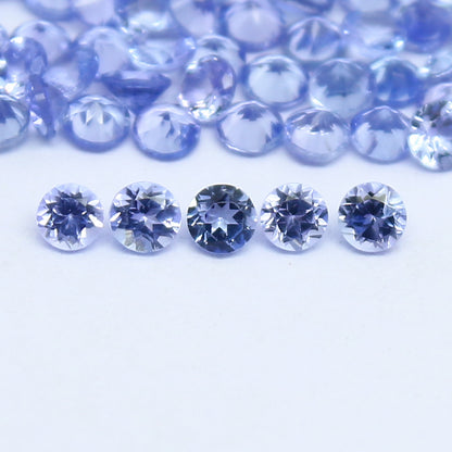 Natural Blue Tanzanite Lot 2x2 MM Round Shape Faceted Gemstone Lot Tanzanite gemstone for eternity rings melee for gemstone projects