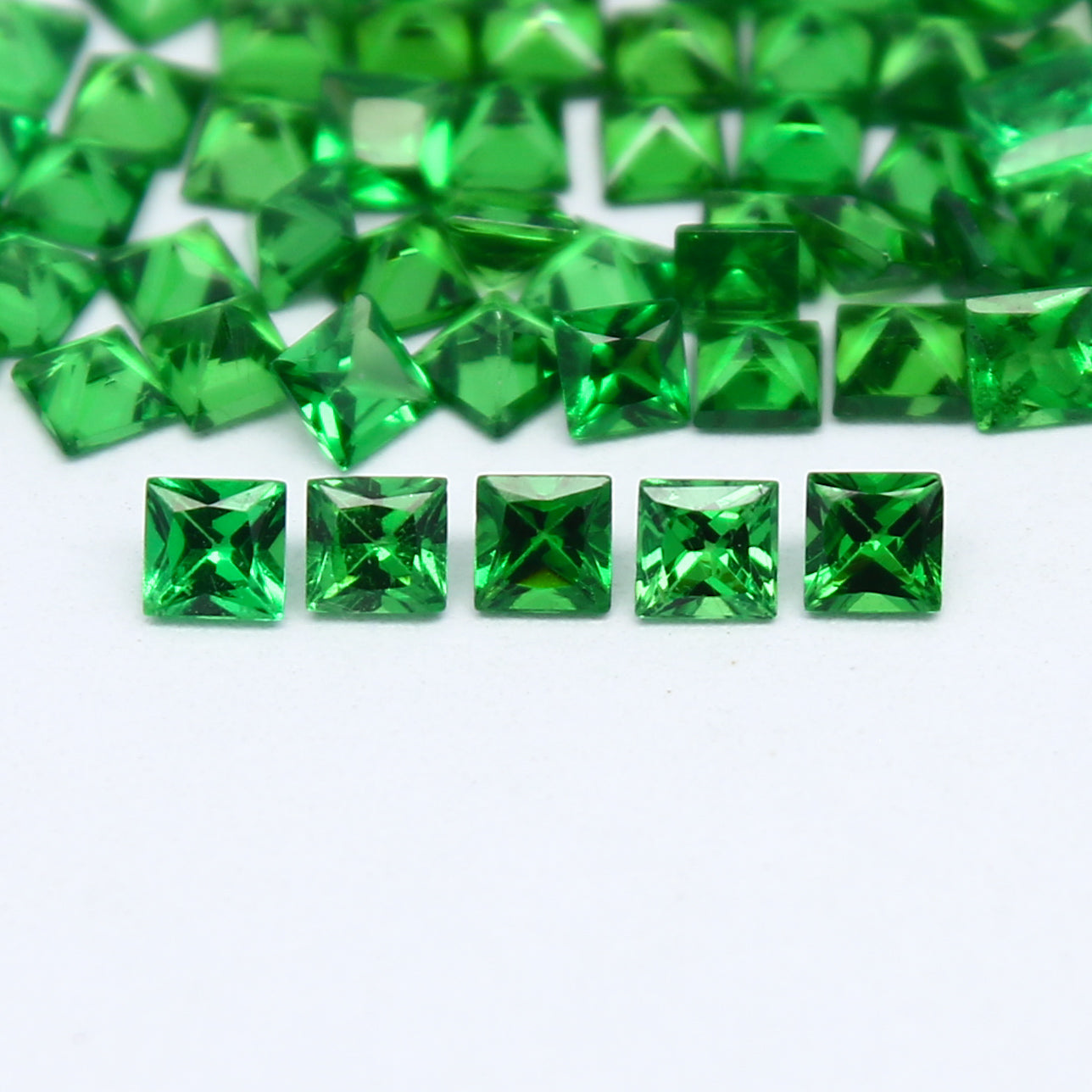 Natural Tsavorite Lot 2.00-2.30 MM Square Shape Faceted Gemstone Lot
