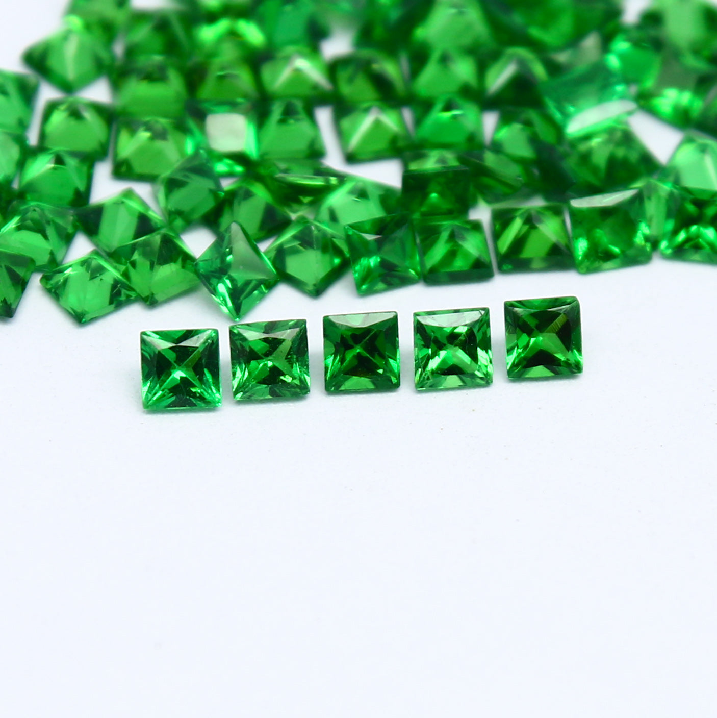 Natural Tsavorite Lot 2.00-2.30 MM Square Shape Faceted Gemstone Lot