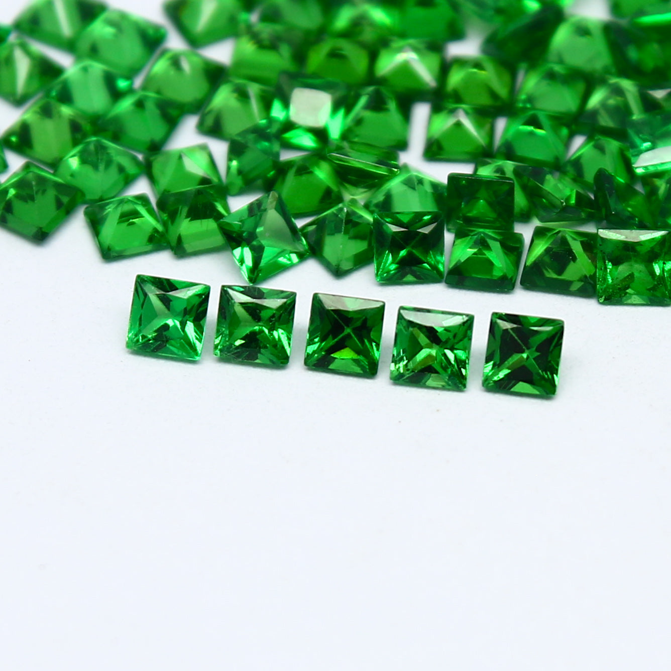 Natural Tsavorite Lot 2.00-2.30 MM Square Shape Faceted Gemstone Lot