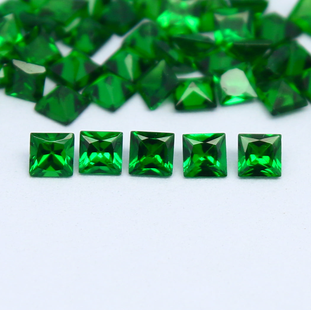 Natural Tsavorite Lot 2.00-2.30 MM Square Shape Faceted Gemstone Lot