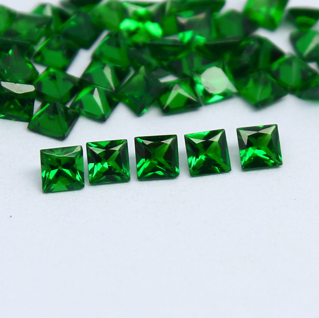 Natural Tsavorite Lot 2.00-2.30 MM Square Shape Faceted Gemstone Lot