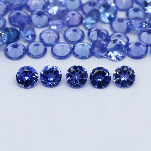 Natural Blue Tanzanite Lot 2.5x2.5 MM Round Shape Faceted Gemstone Lot Tanzanite gemstone for eternity rings melee for gemstone projects