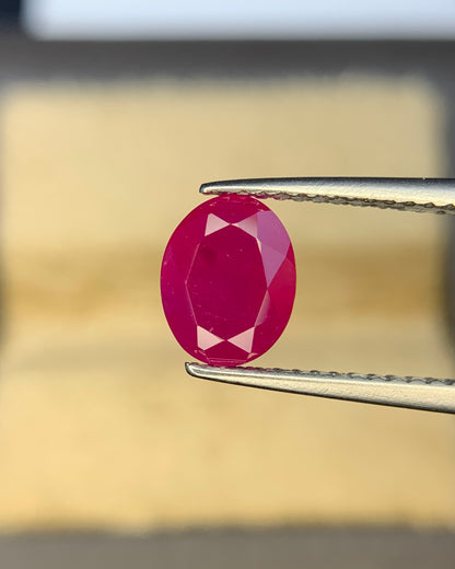 Natural Ruby 1.64 Carat 7.7x6 MM Oval Shape Faceted Gemstone 