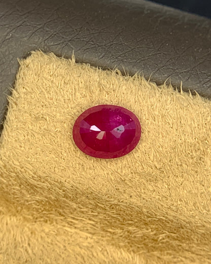 Natural Ruby 1.64 Carat 7.7x6 MM Oval Shape Faceted Gemstone 