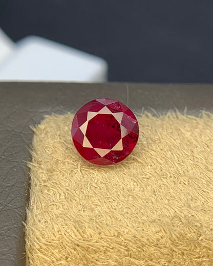 Natural Ruby 1.20 Carat 6.3x6.3 MM Round Shape Faceted Gemstone 