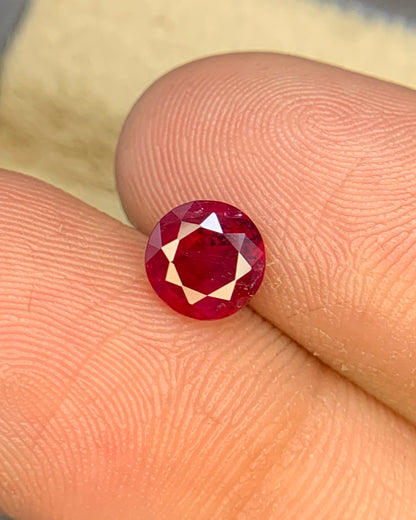 Natural Ruby 1.20 Carat 6.3x6.3 MM Round Shape Faceted Gemstone 