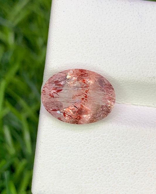 Natural Super Seven 3.28 Carat 11.6x8.7 MM Oval Shape Faceted Gemstone with 7 Crystals Healing Stone Seven Chakra Melody Stone