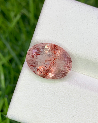 Natural Super Seven 3.28 Carat 11.6x8.7 MM Oval Shape Faceted Gemstone with 7 Crystals Healing Stone Seven Chakra Melody Stone