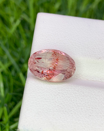 Natural Super Seven 3.28 Carat 11.6x8.7 MM Oval Shape Faceted Gemstone with 7 Crystals Healing Stone Seven Chakra Melody Stone