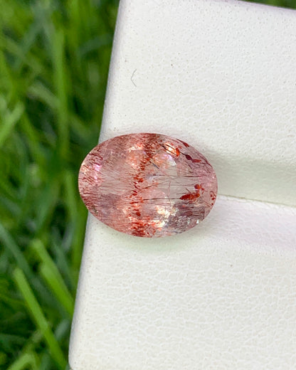 Natural Super Seven 3.28 Carat 11.6x8.7 MM Oval Shape Faceted Gemstone with 7 Crystals Healing Stone Seven Chakra Melody Stone