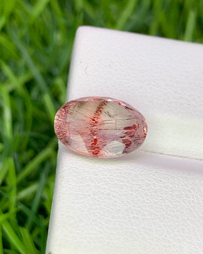 Natural Super Seven 3.28 Carat 11.6x8.7 MM Oval Shape Faceted Gemstone with 7 Crystals Healing Stone Seven Chakra Melody Stone
