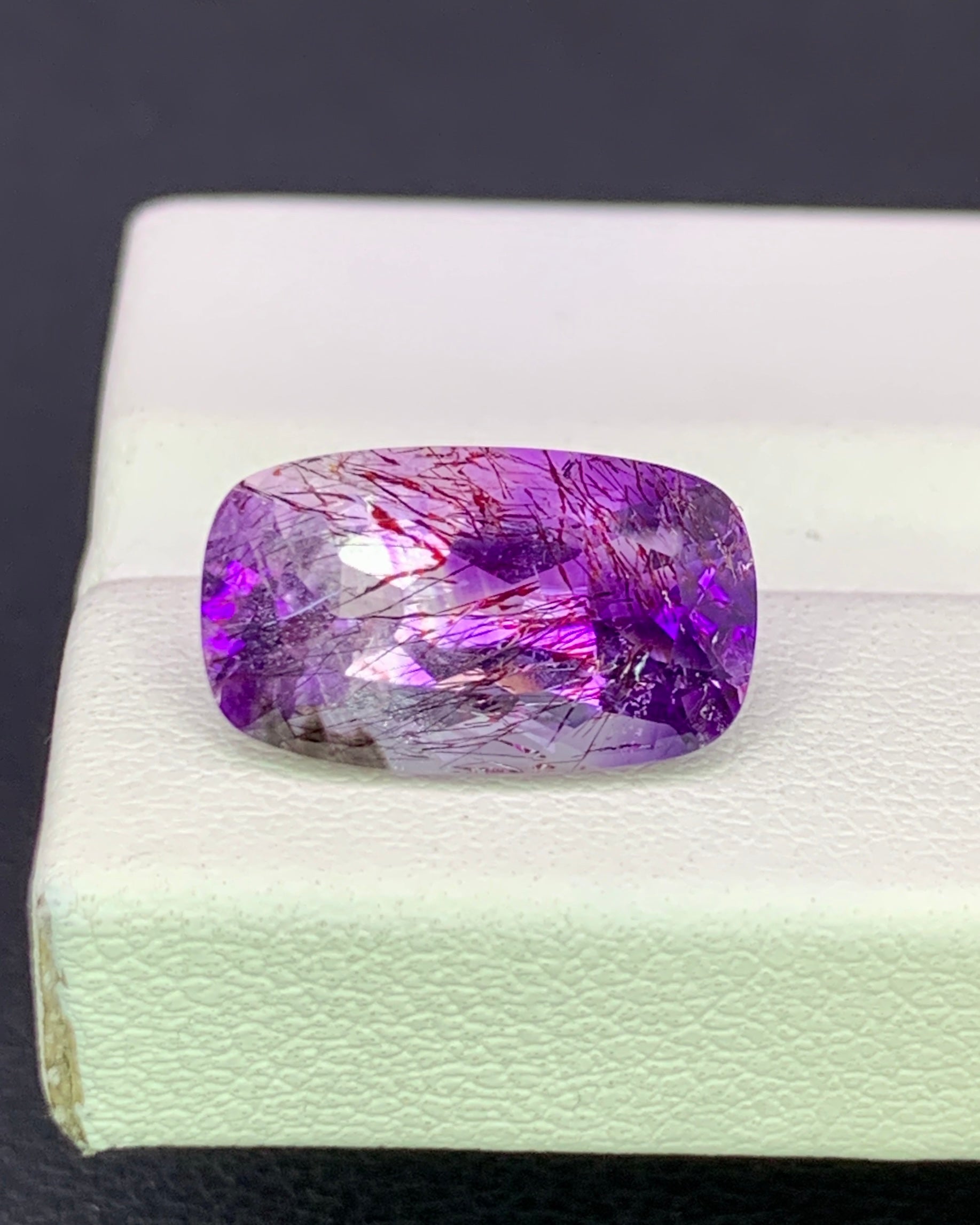 Natural Super Seven 4.19 Carat 13.5x8 MM Cushion Shape Faceted Gemstone with 7 Crystals Healing Stone Seven Chakra Melody Stone 