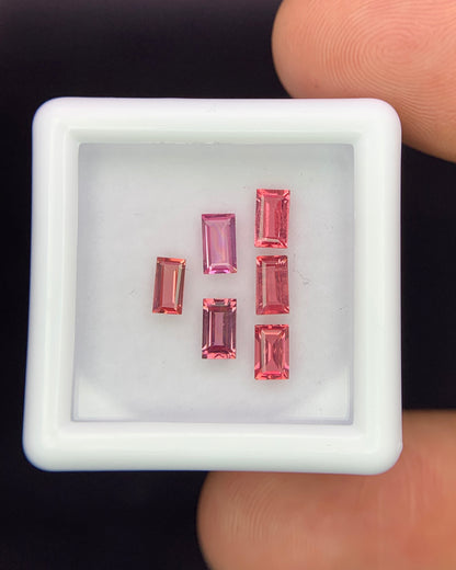 Natural Spinel Lot 1.55 Carat Baguette Shape Faceted Gemstone 6 Piece Lot