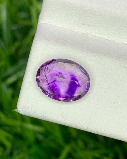 Natural Super Seven 1.72 Carat 9x7 MM Oval Shape Faceted Gemstone with 7 Crystals Healing Stone Seven Chakra Melody Stone