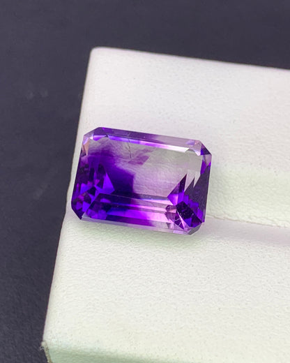 Natural Bi Color Amethyst 7.01 Carat 12.8x10 MM Octagon Shape Faceted Gemstone