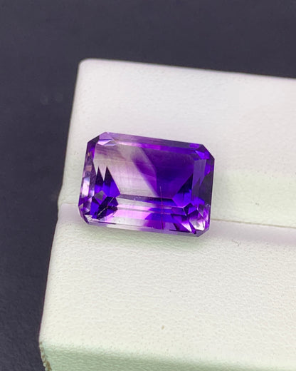 Natural Bi Color Amethyst 7.01 Carat 12.8x10 MM Octagon Shape Faceted Gemstone