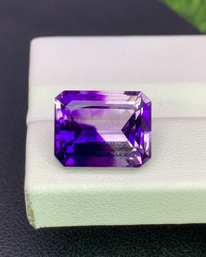 Natural Bi Color Amethyst 7.01 Carat 12.8x10 MM Octagon Shape Faceted Gemstone