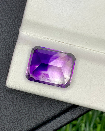 Natural Bi Color Amethyst 7.01 Carat 12.8x10 MM Octagon Shape Faceted Gemstone
