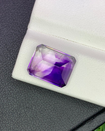 Natural Bi Color Amethyst 7.01 Carat 12.8x10 MM Octagon Shape Faceted Gemstone