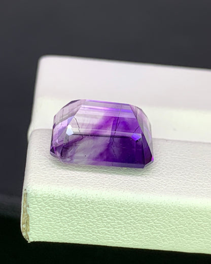 Natural Bi Color Amethyst 7.01 Carat 12.8x10 MM Octagon Shape Faceted Gemstone
