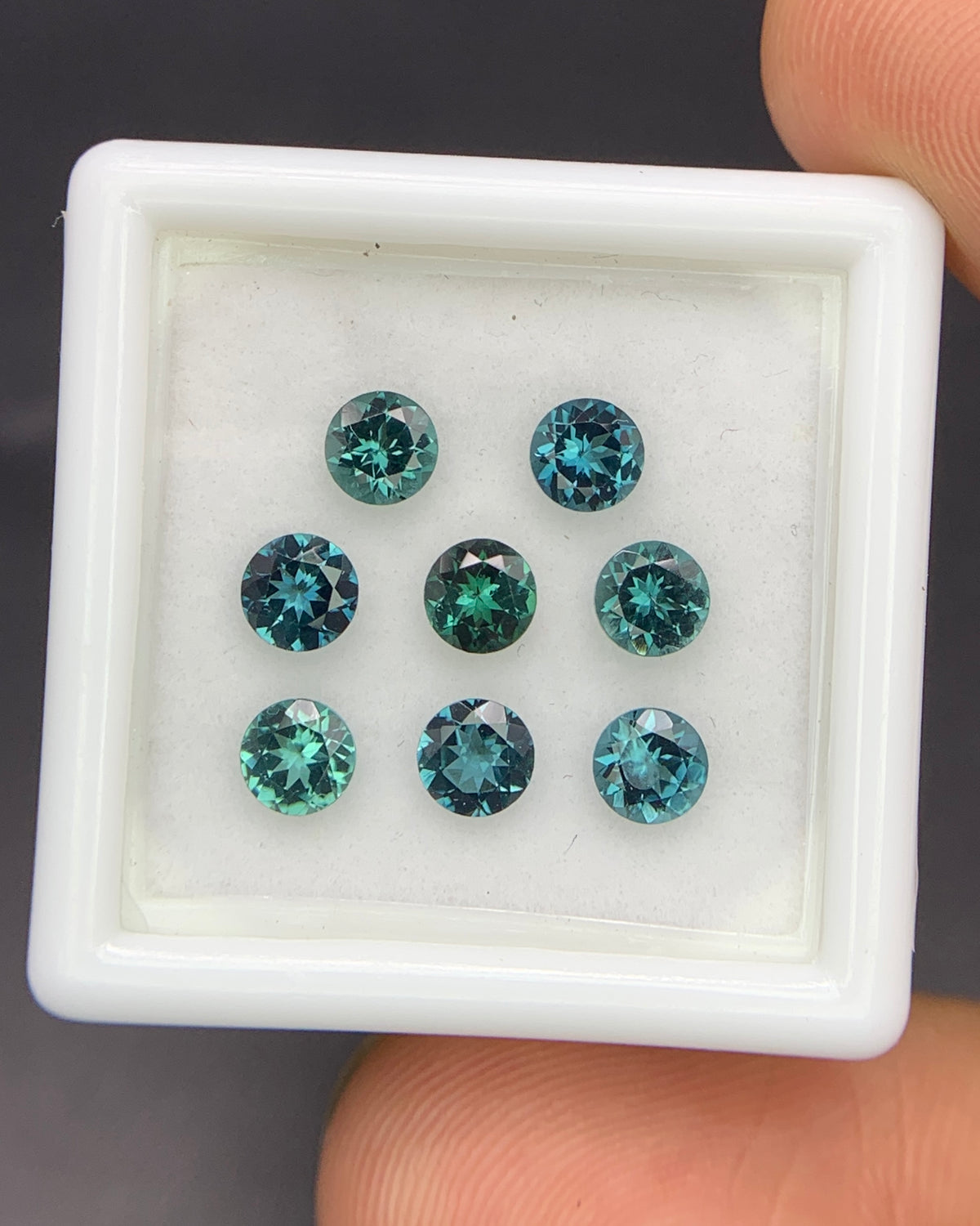 Natural Indicolite Tourmaline Lot 2.02 Carat 4x4 MM Round Shape Faceted Gemstone 8 Piece Lot