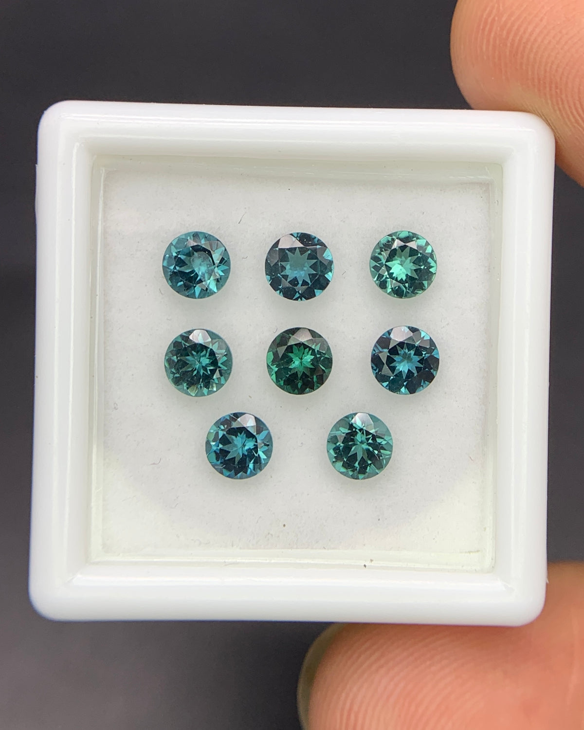 Natural Indicolite Tourmaline Lot 2.02 Carat 4x4 MM Round Shape Faceted Gemstone 8 Piece Lot