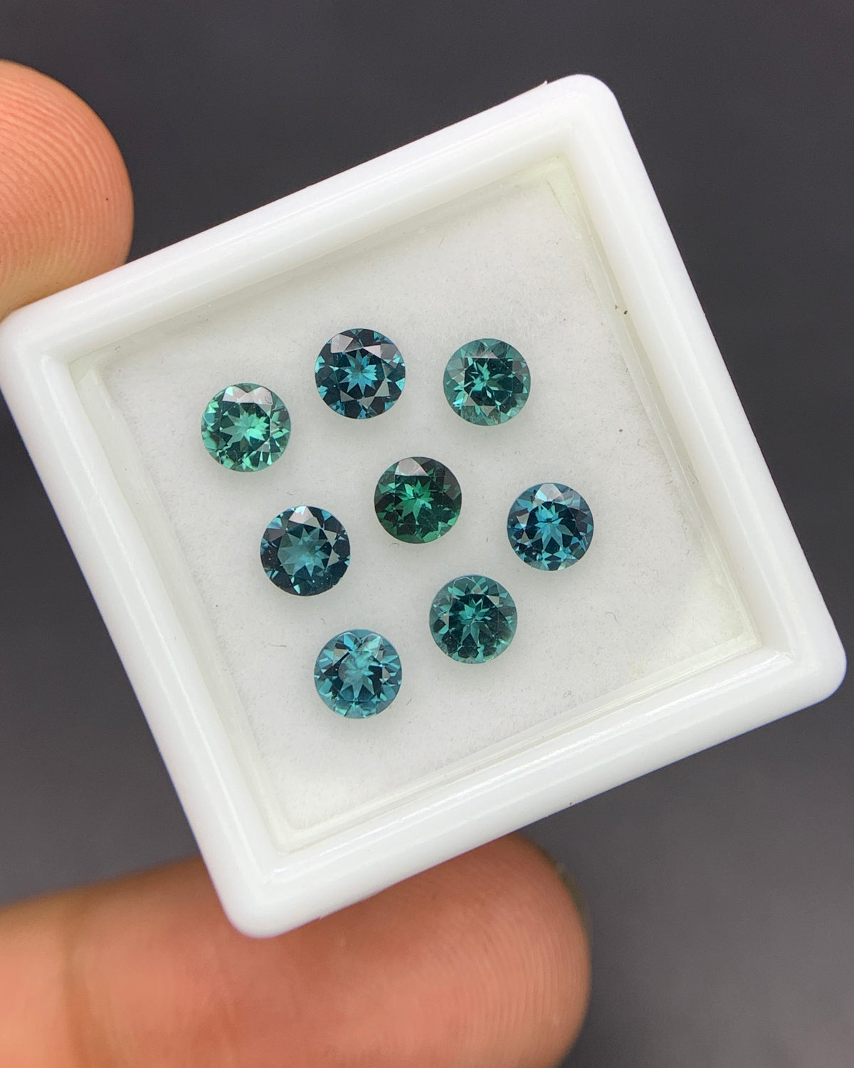 Natural Indicolite Tourmaline Lot 2.02 Carat 4x4 MM Round Shape Faceted Gemstone 8 Piece Lot