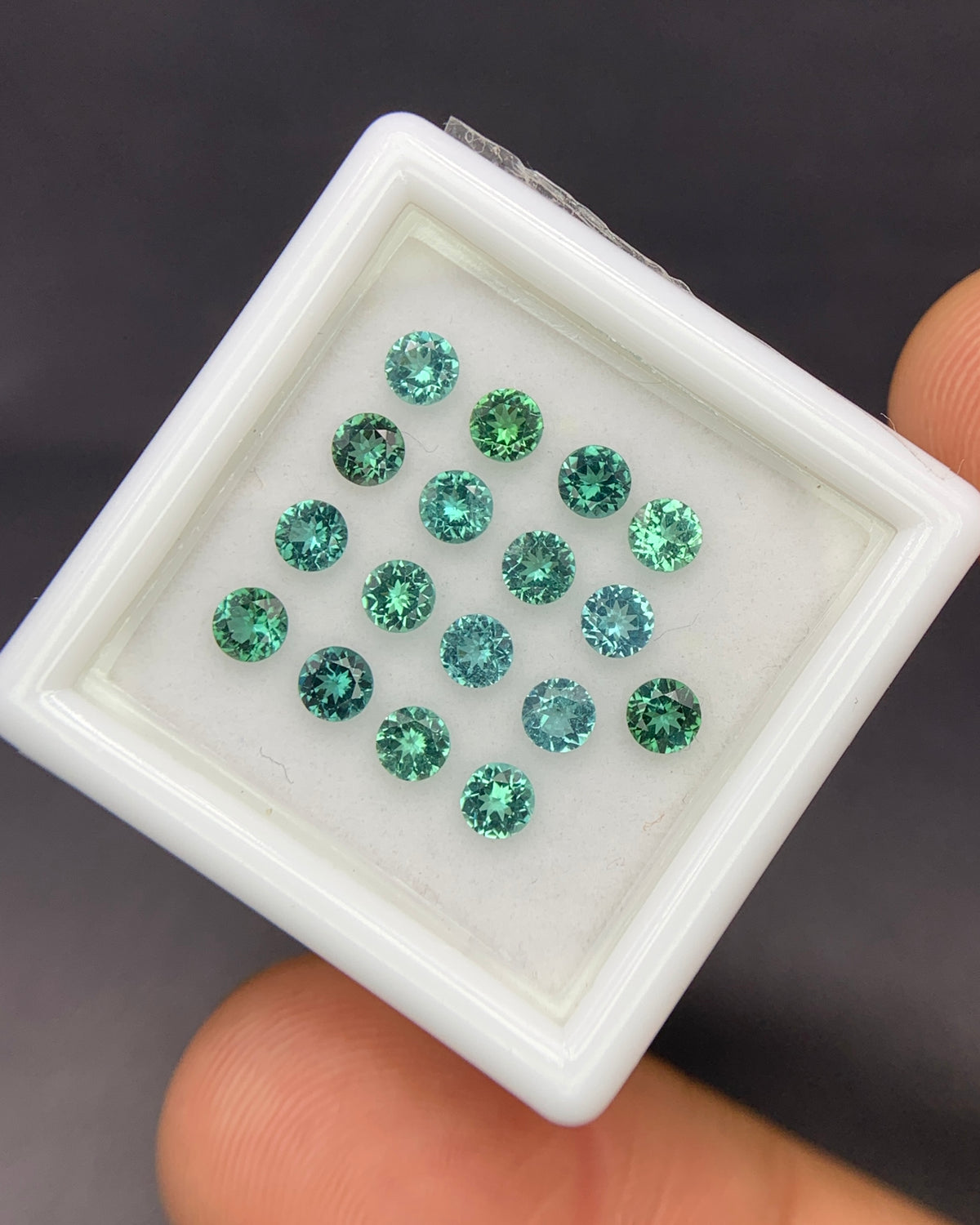 Natural Indicolite Tourmaline 1.74 Carat 3x3 MM Round Shape Faceted Gemstone 17 Piece Lot
