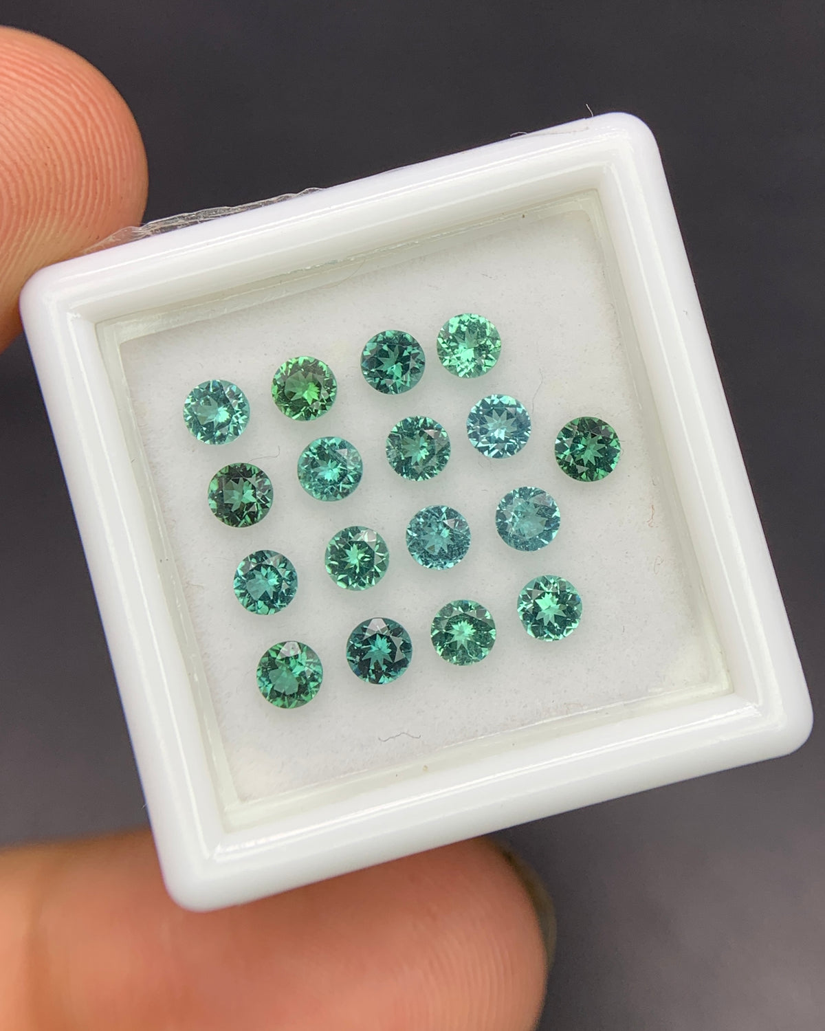 Natural Indicolite Tourmaline 1.74 Carat 3x3 MM Round Shape Faceted Gemstone 17 Piece Lot