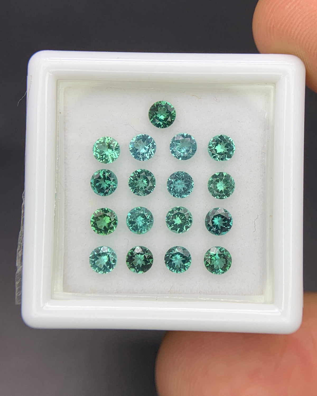 Natural Indicolite Tourmaline 1.74 Carat 3x3 MM Round Shape Faceted Gemstone 17 Piece Lot