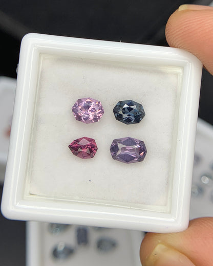 Natural Multi Color Spinel 1.72 Carat Mix Sze Fancy Shape Faceted Gemstone 4 Piece Lot 