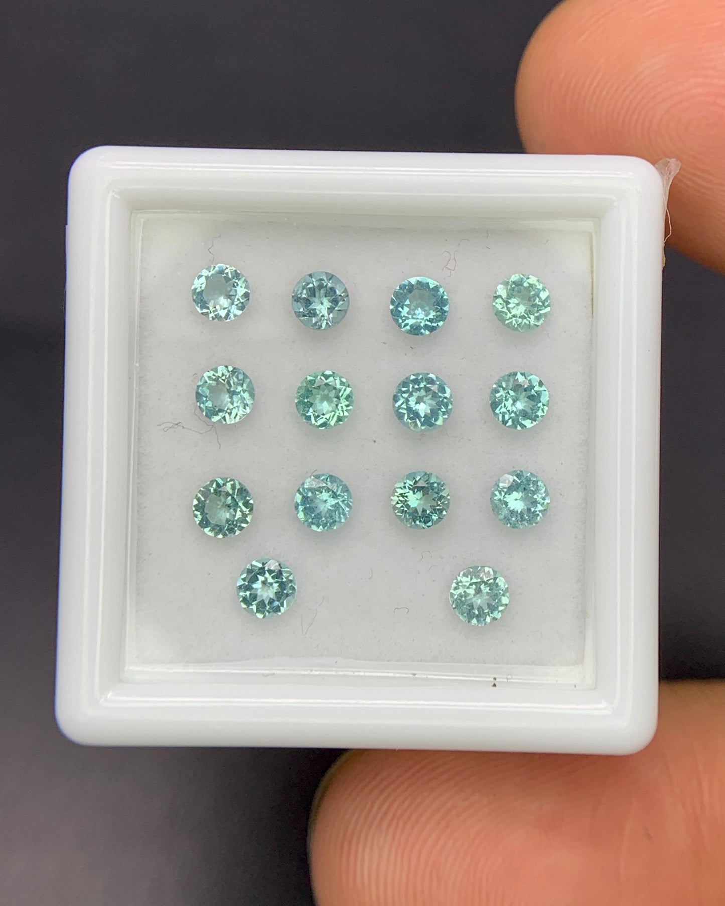 Natural Mint Green Tourmaline Lot 1.35 Carat 3x3 Round Shape Faceted Gemstone 14 Piece Lot 