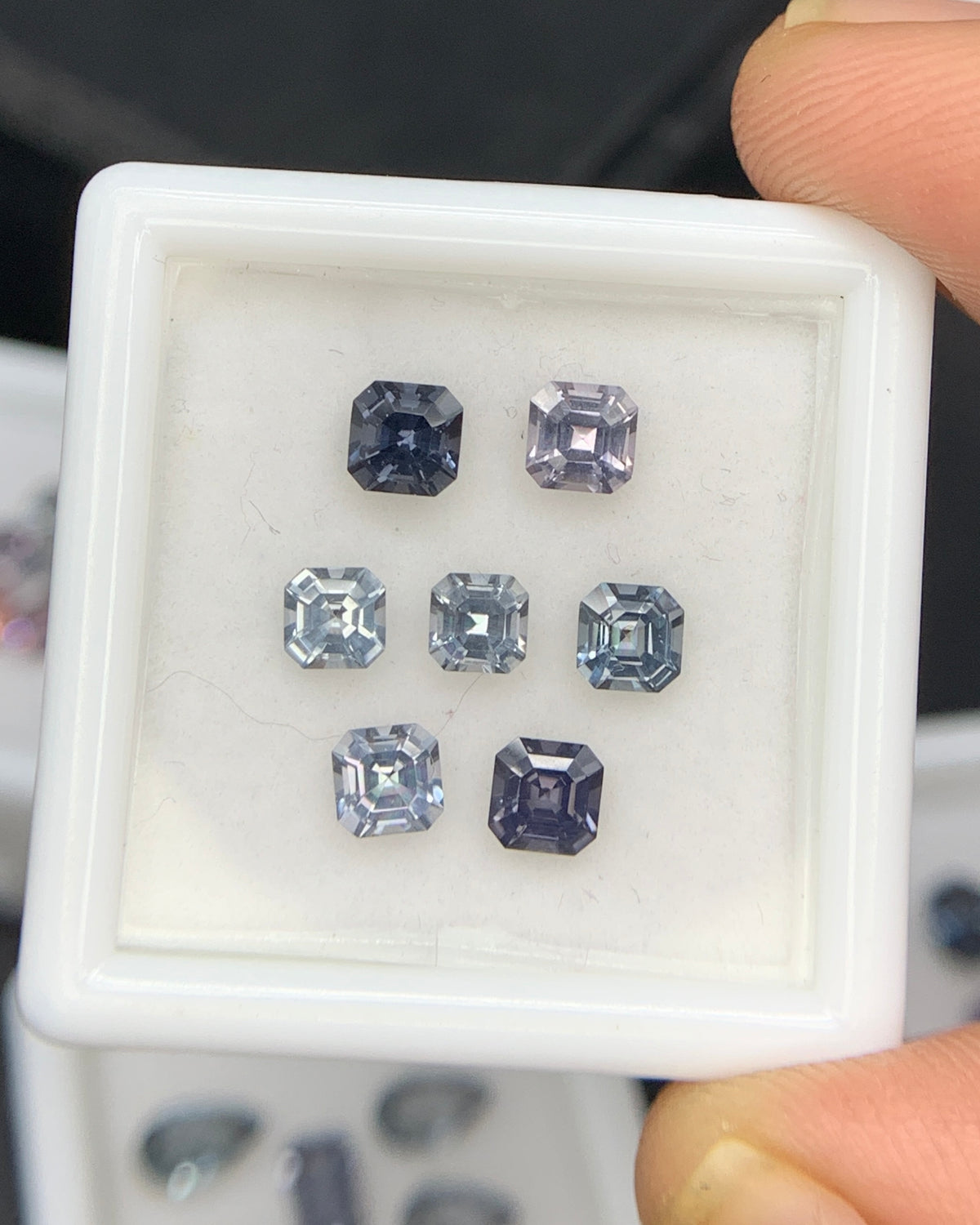 Natural Multi Color Spinel 1.89 Carat Mix Sze Asscher Cut Faceted Gemstone 7 Piece Lot 