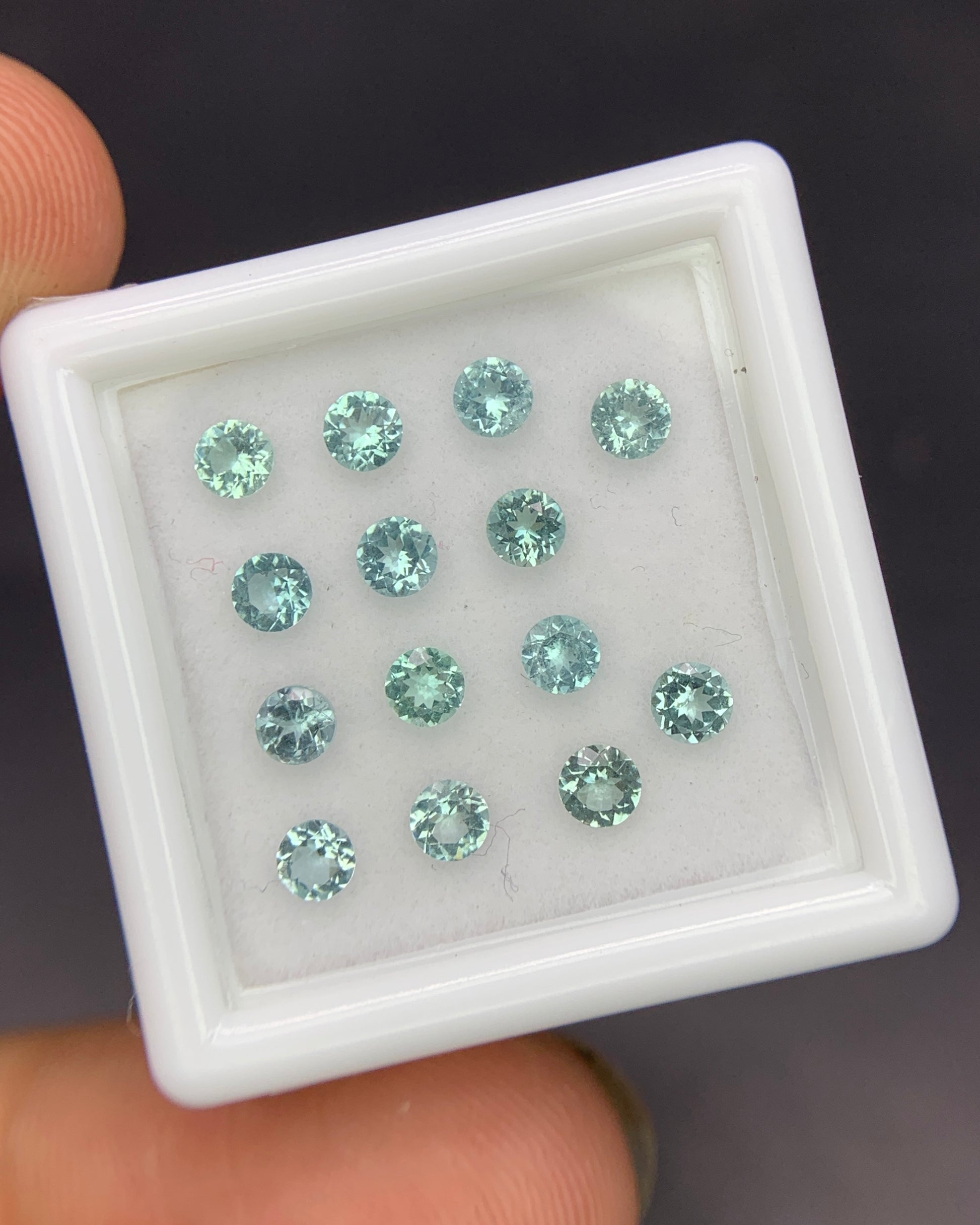 Natural Mint Green Tourmaline Lot 1.35 Carat 3x3 Round Shape Faceted Gemstone 14 Piece Lot 