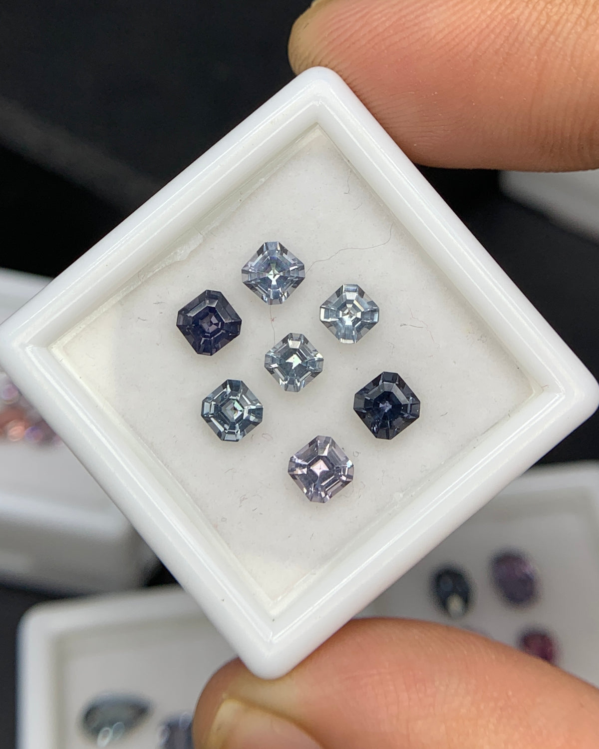 Natural Multi Color Spinel 1.89 Carat Mix Sze Asscher Cut Faceted Gemstone 7 Piece Lot 