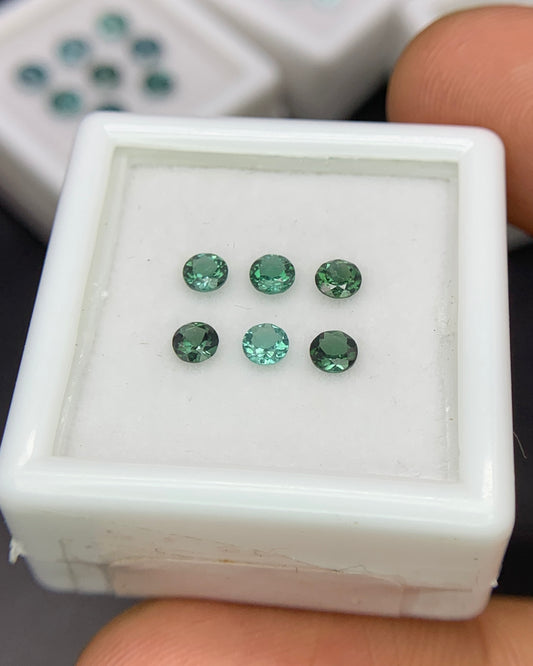 Natural Indicolite Tourmaline Lot 0.57 Carat 3x3 MM Round Shape Faceted Gemstone 6 Piece Lot 