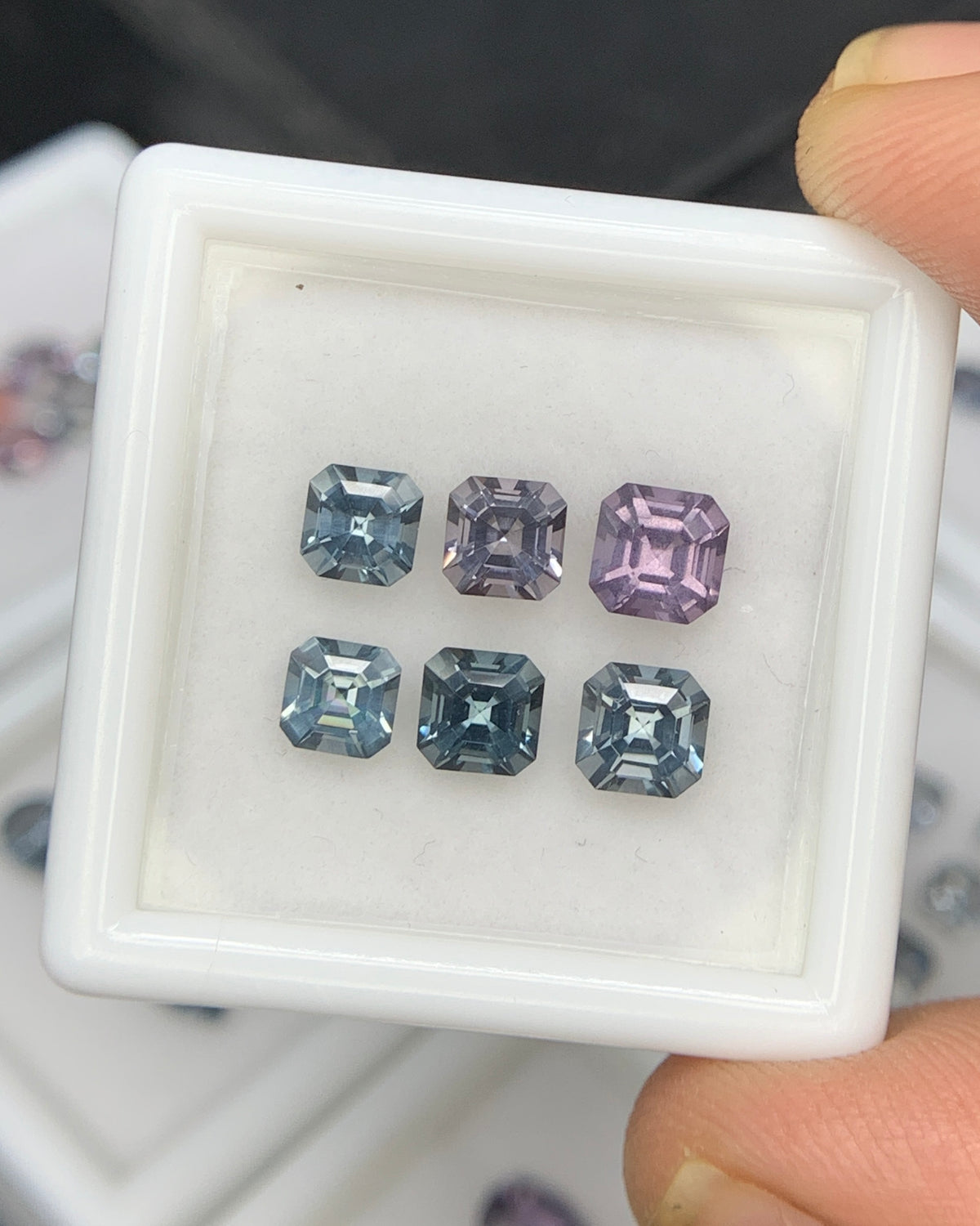 Natural Multi Color Spinel 2.65 Carat Mix Sze Asscher Cut Faceted Gemstone 6 Piece Lot 