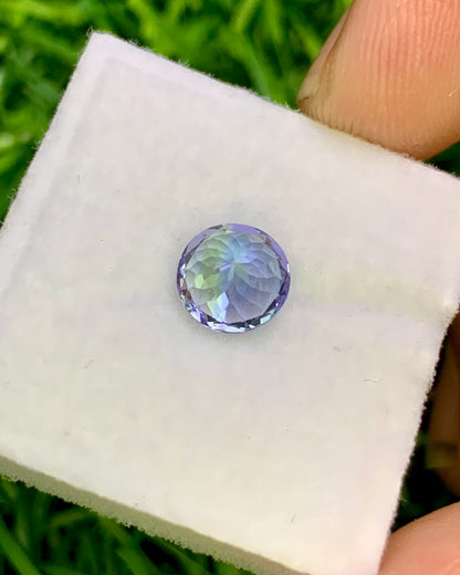 Natural Bi Color Tanzanite 1.16 Carat 6.5x6.5 MM Round Shape Faceted Gemstone