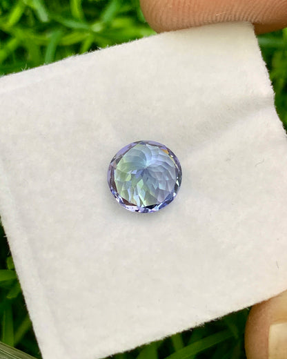 Natural Bi Color Tanzanite 1.16 Carat 6.5x6.5 MM Round Shape Faceted Gemstone