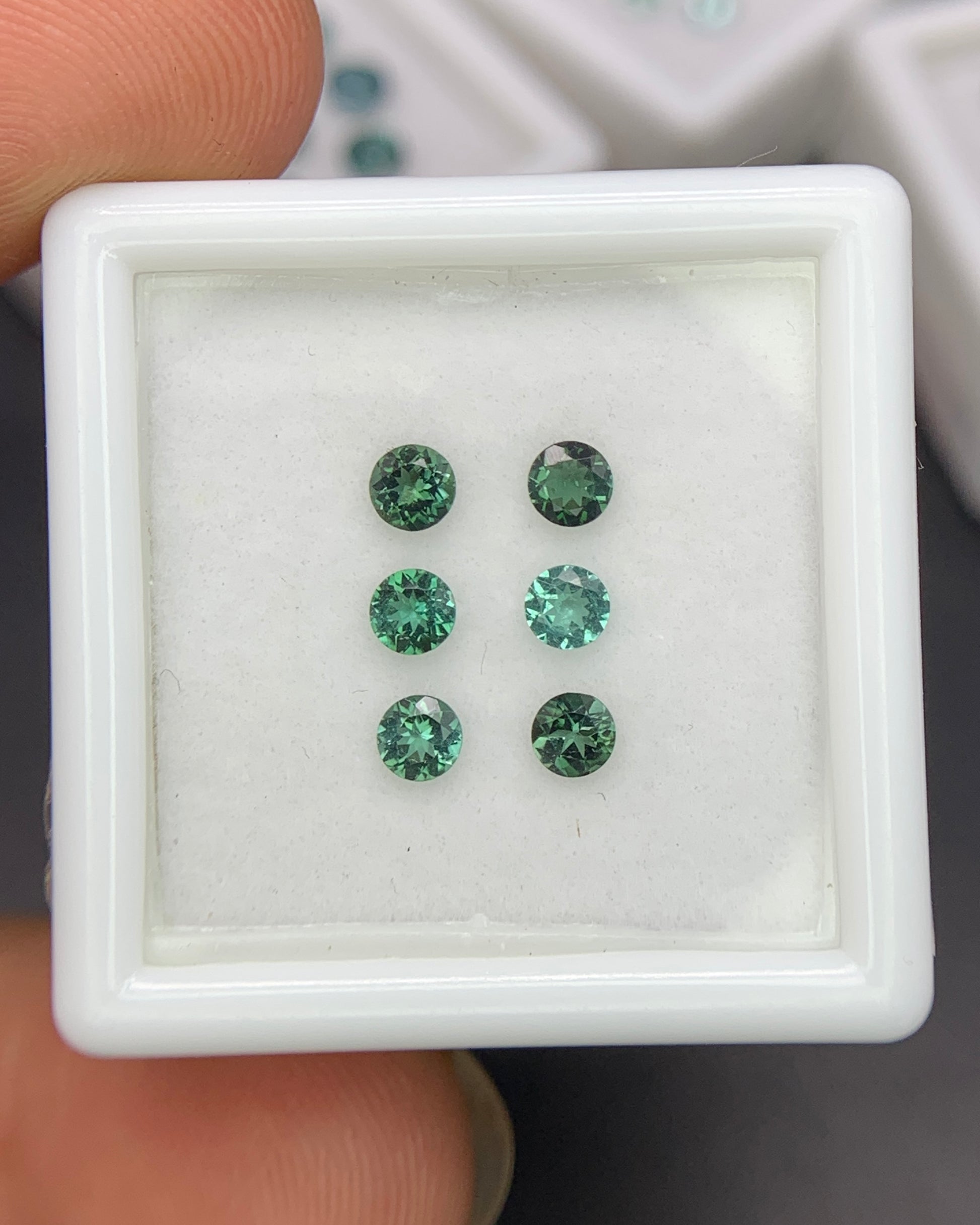 Natural Indicolite Tourmaline Lot 0.57 Carat 3x3 MM Round Shape Faceted Gemstone 6 Piece Lot 