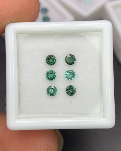 Natural Indicolite Tourmaline Lot 0.57 Carat 3x3 MM Round Shape Faceted Gemstone 6 Piece Lot 
