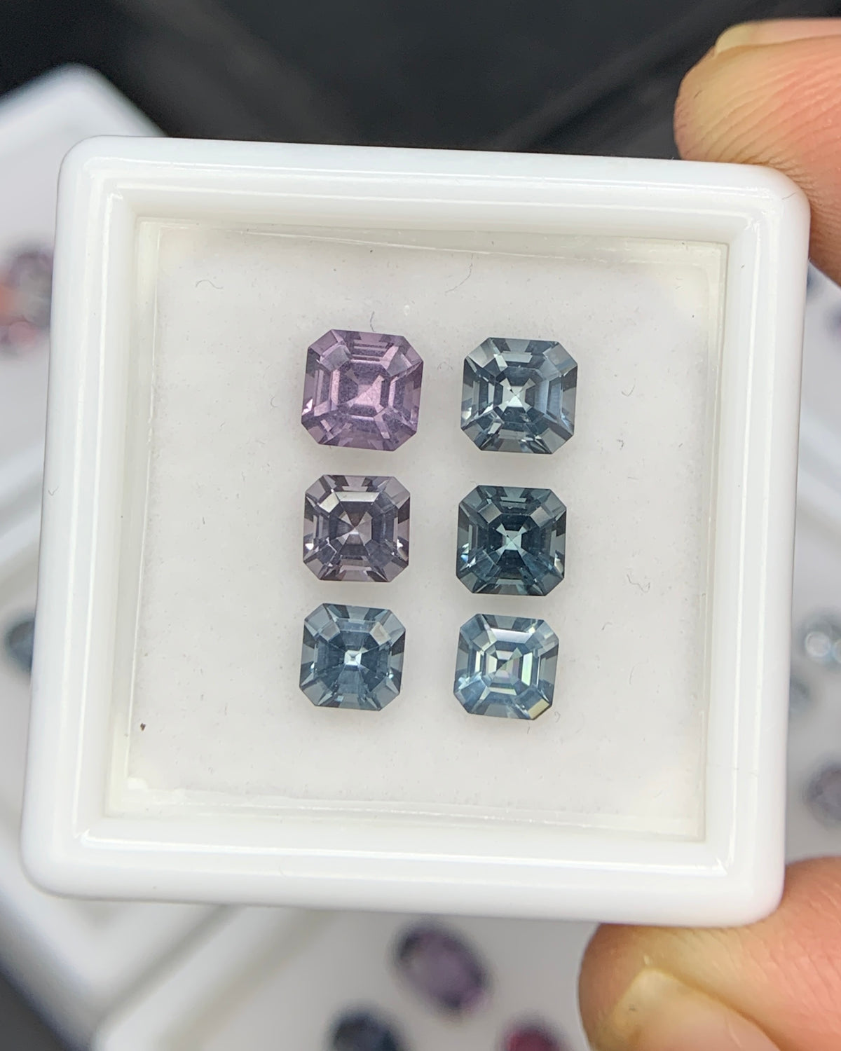 Natural Multi Color Spinel 2.65 Carat Mix Sze Asscher Cut Faceted Gemstone 6 Piece Lot 