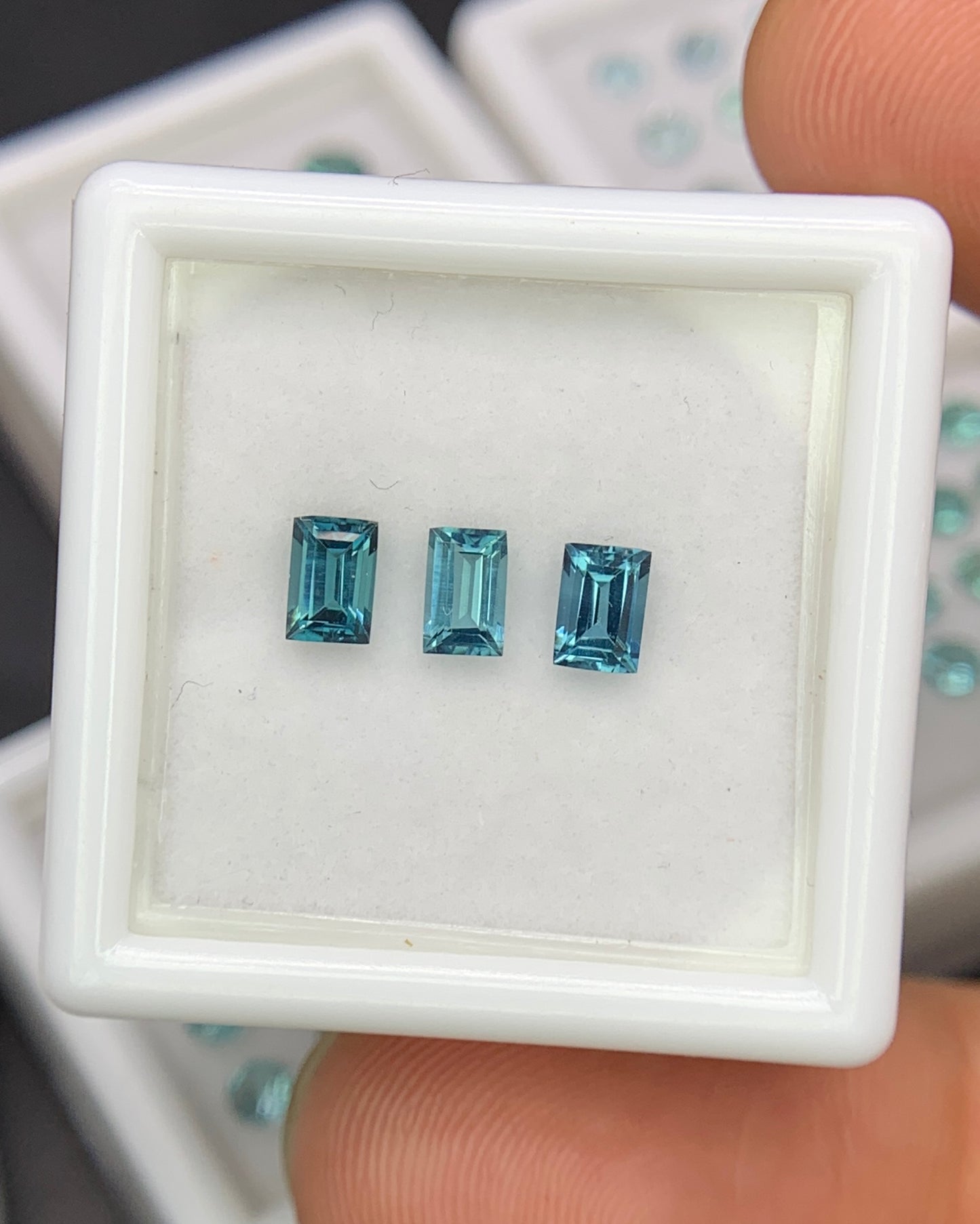 Natural Blue Tourmaline Lot 0.74 Carat 4.5x3 MM Baguette Shape Faceted Gemstone 3 Piece Lot