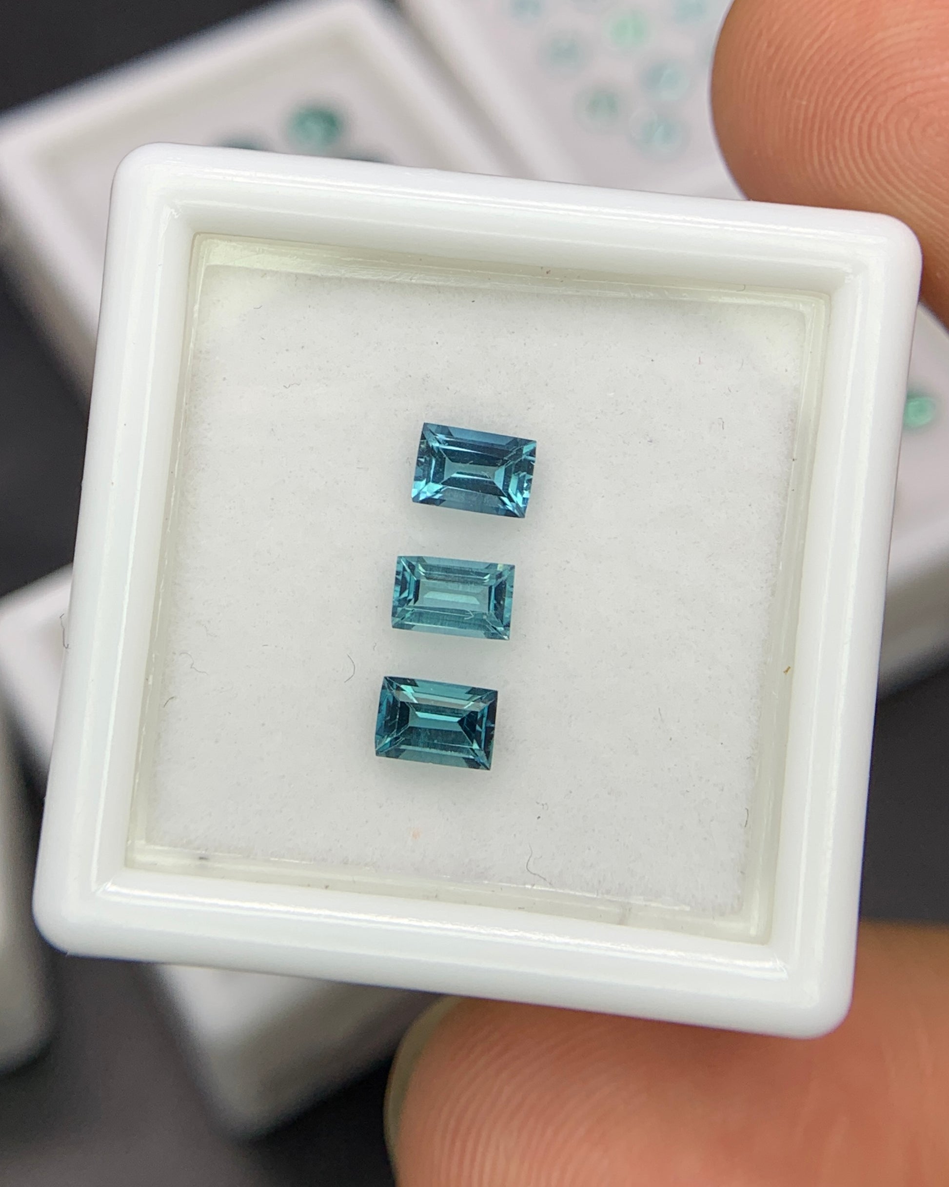 Natural Blue Tourmaline Lot 0.74 Carat 4.5x3 MM Baguette Shape Faceted Gemstone 3 Piece Lot