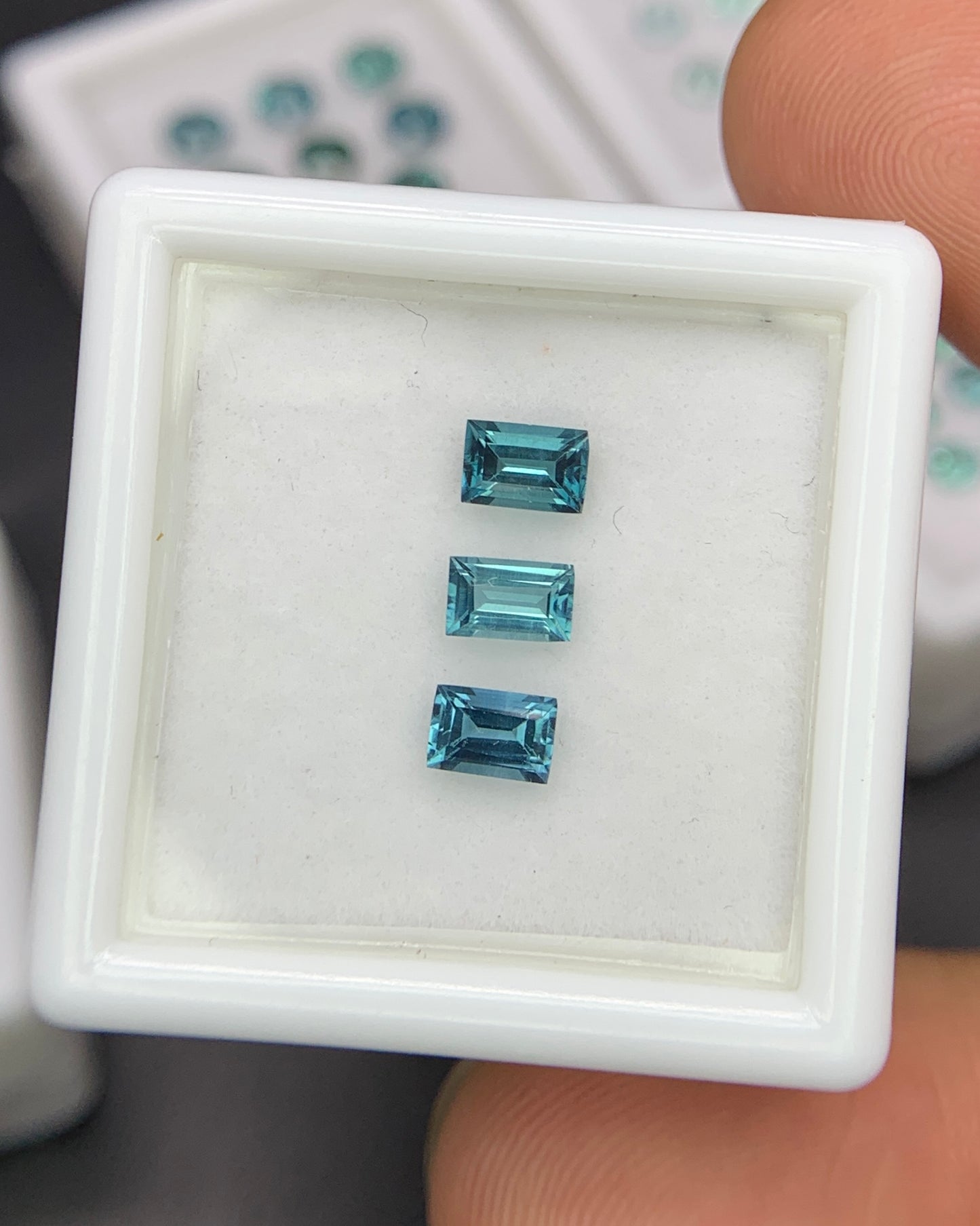 Natural Blue Tourmaline Lot 0.74 Carat 4.5x3 MM Baguette Shape Faceted Gemstone 3 Piece Lot