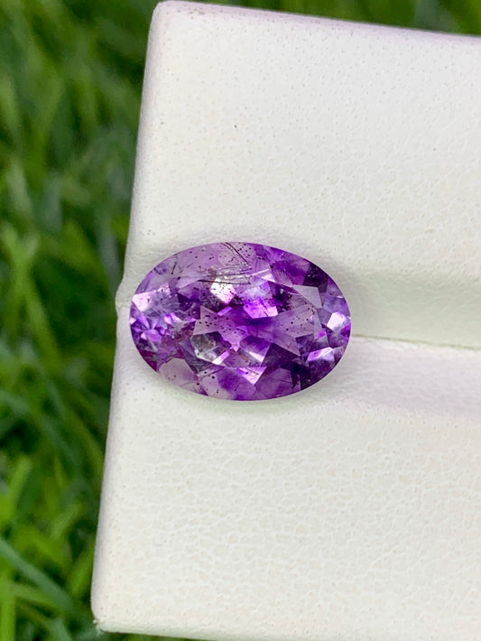 Natural Super Seven 2.96 Carat 11.6x8.3 MM Oval Shape Faceted Gemstone with 7 Crystals Healing Stone Seven Chakra Melody Stone