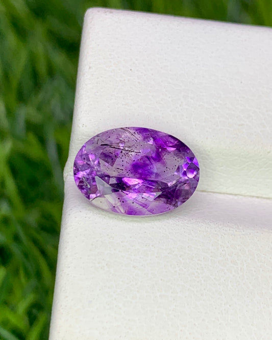 Natural Super Seven 2.96 Carat 11.6x8.3 MM Oval Shape Faceted Gemstone with 7 Crystals Healing Stone Seven Chakra Melody Stone