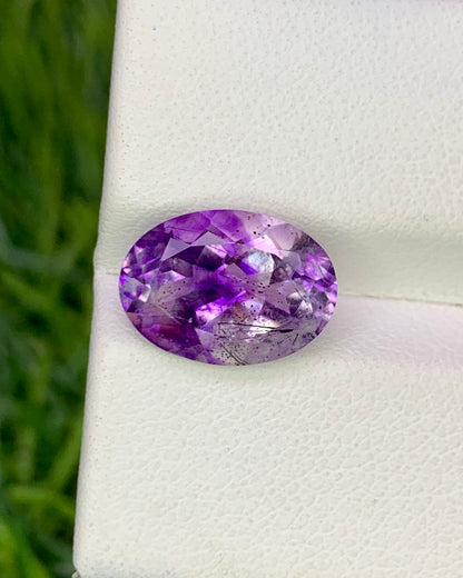 Natural Super Seven 2.96 Carat 11.6x8.3 MM Oval Shape Faceted Gemstone with 7 Crystals Healing Stone Seven Chakra Melody Stone
