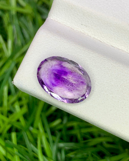 Natural Super Seven 2.96 Carat 11.6x8.3 MM Oval Shape Faceted Gemstone with 7 Crystals Healing Stone Seven Chakra Melody Stone